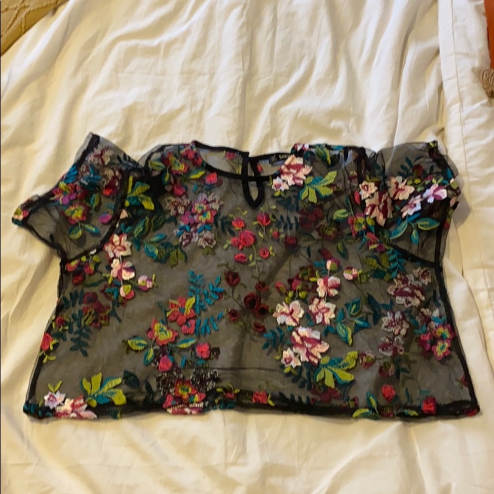 Sheer floral crop top